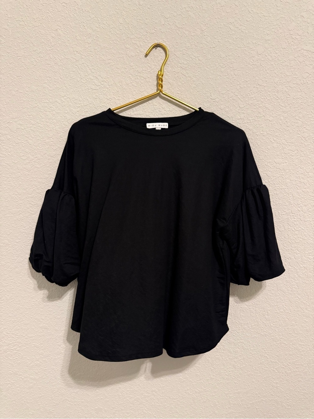 Miou Muse Black Statement Ruffle Sleeve Blouse Size Small